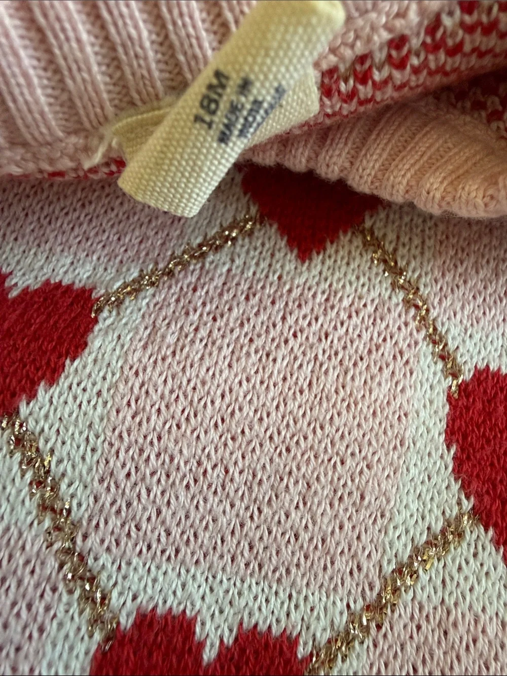 Tucker + Tate Pink Sweater and Striped Legging Pajama Set with Red Hearts